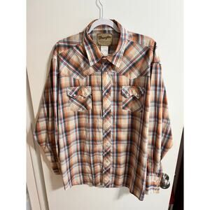 Wrangler Men’s Long Sleeve Plaid Snap Shirt Sz XXL